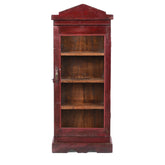 Antique Indian Hand Carved Glass Door Solid Wood Cabinet D19